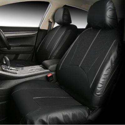 Black dust-proof leather car seat cover (1)