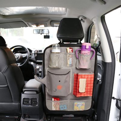 Gray canvas car seat back storage bag (1)