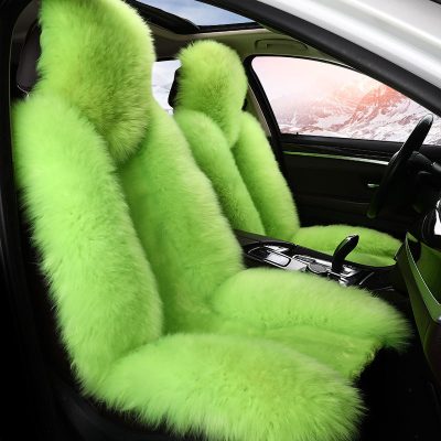 Green warm sheepskin car seat cover (1)