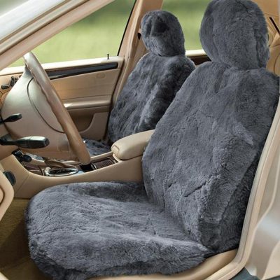 Grey sheepskin car seat cover (4)