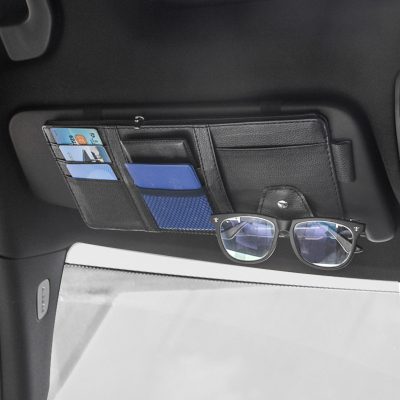 Leather car sun visor storage bag (6)