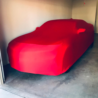 Red super soft indoor stretch car cover (1)