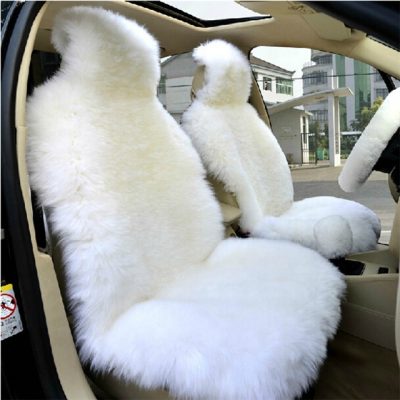 White soft sheepskin car seat cover (1)